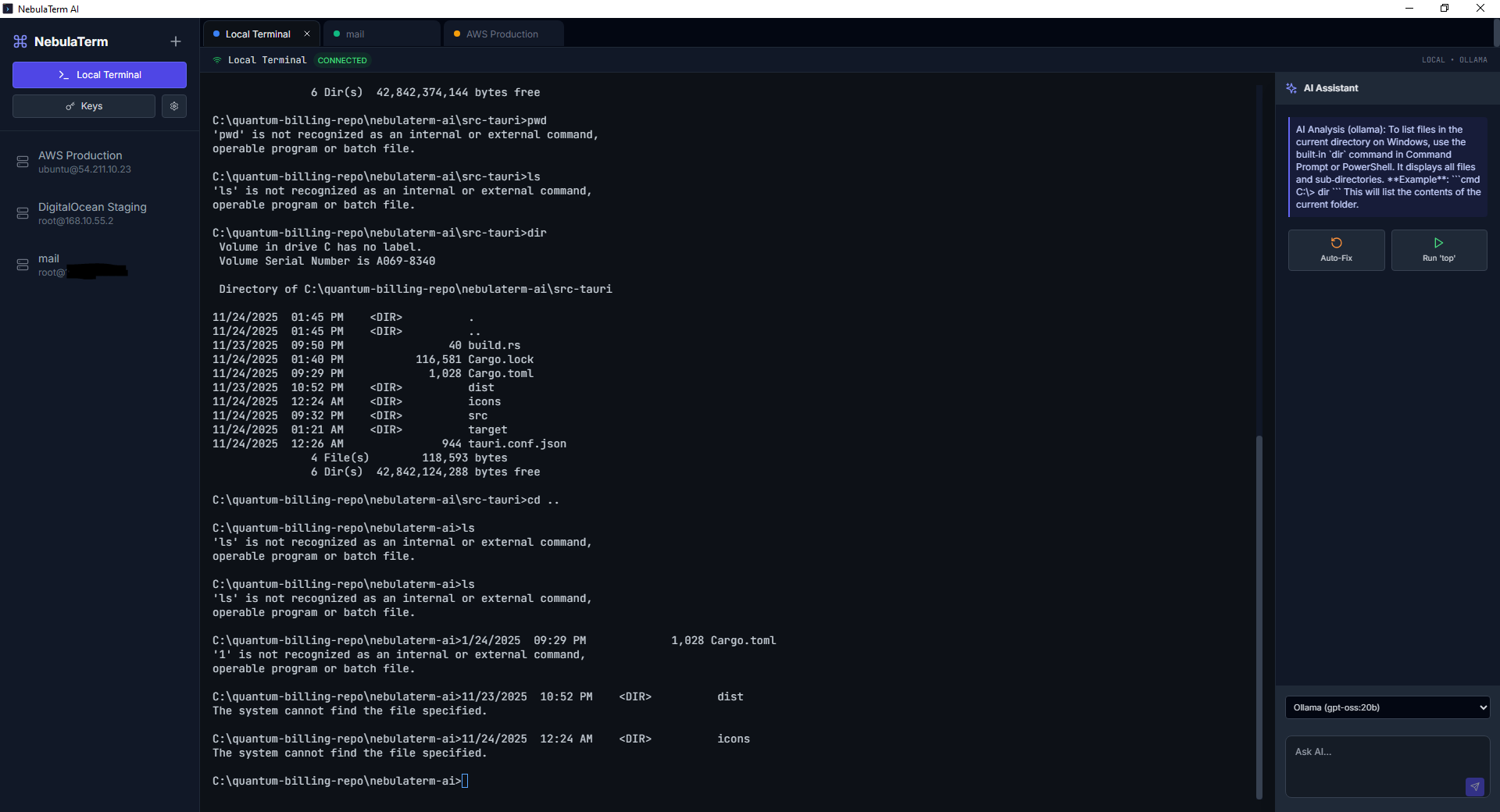 NebulaTerm AI Interface