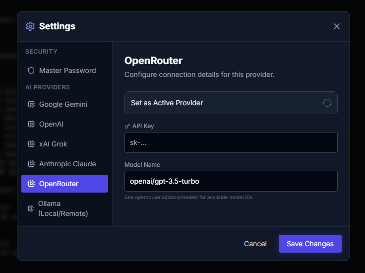 Settings Interface